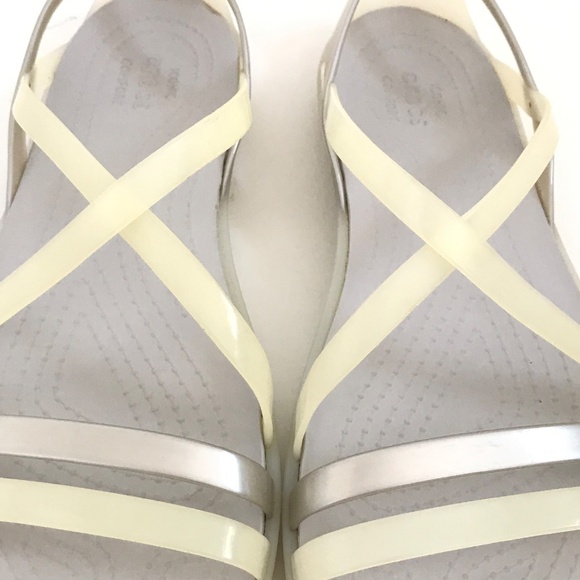 CROCS Isabella Strappy Sandals Flat Comfort Sandals Yellow Women’s  Size 8 - Picture 7 of 16